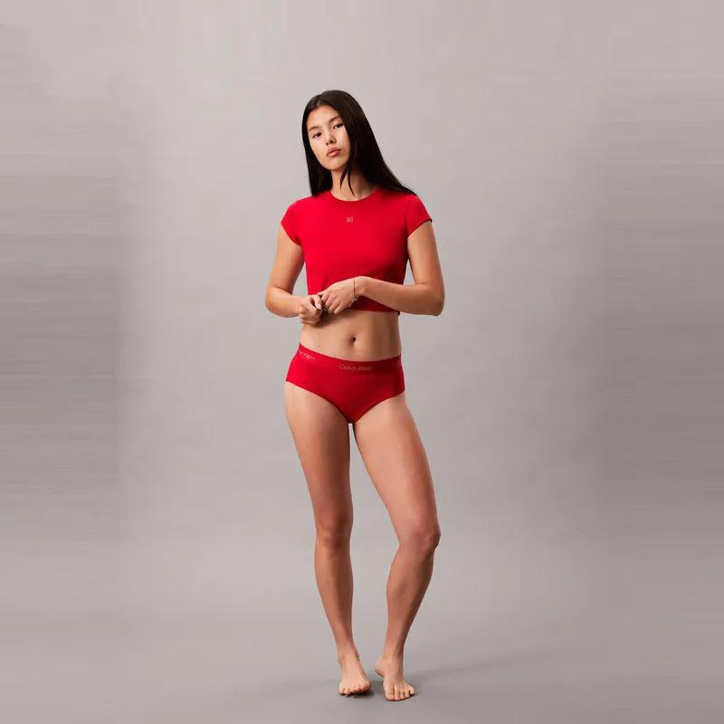 Calvin Klein Золотой Жаккардовый Пояс Удобный Гладкий Микроэластичный Против Защемления Бедер Полуоблегающие Красный Треугольник Нижнее Белье для Женщин