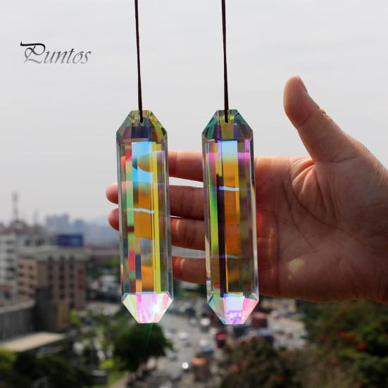 2Pcs Sun Catcher Pendants Hanging Ornaments with Lanyard Easy To Hang Large Sun Catchers Crystal Prisms