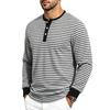 Men S Autumn Striped Henley Long Sleeve T Shirt