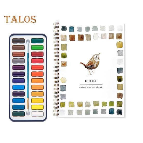 Watercolor Workbook 24 Colors Watercolor Painting Set with Brushes Spiral-Bound Water Coloring Book Art Craft Gifts for Beginners