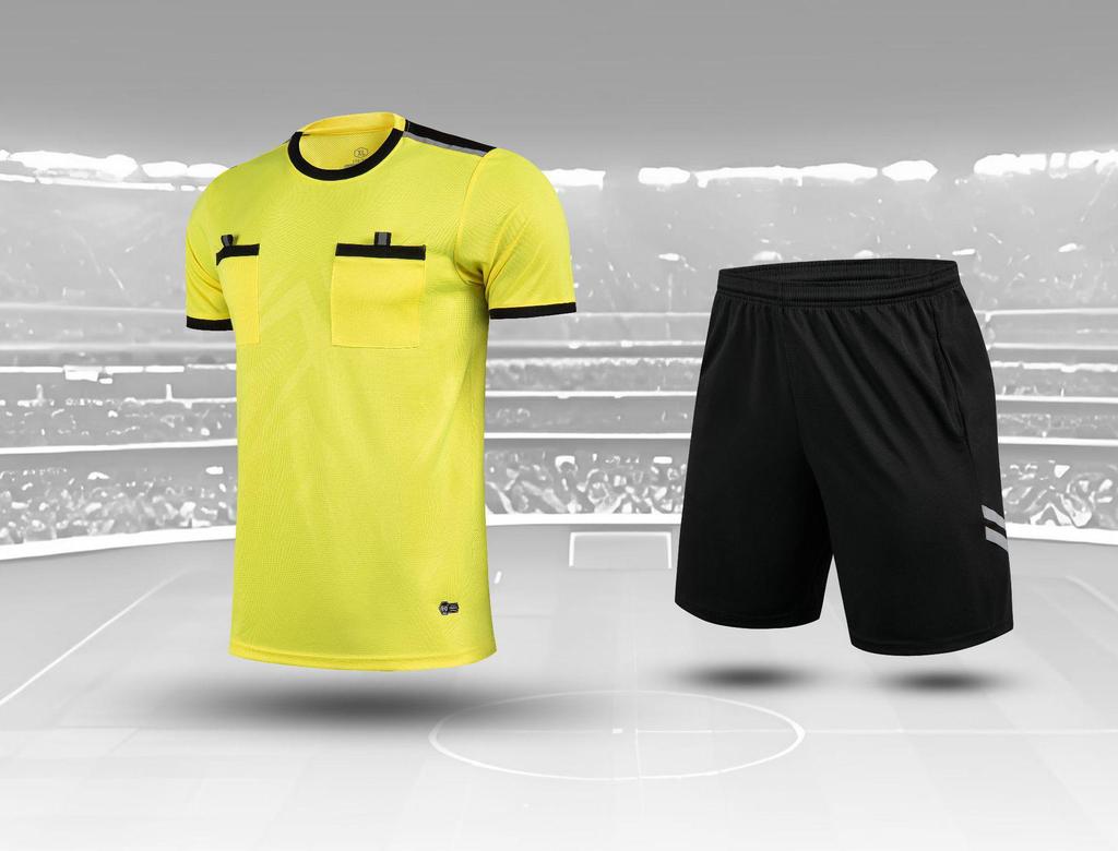 Breathable Adult Football Kit: Sweat-Wicking Jersey & Shorts Set with Short Sleeve Training Top Referee Uniform