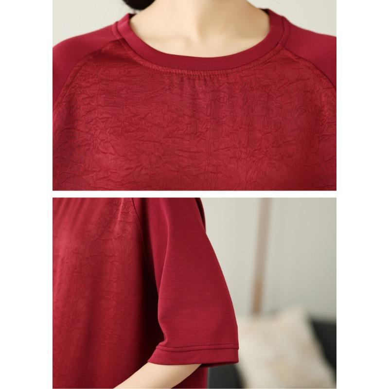 Dimanaf 2025 Новые летние футболки больших размеров для женщин с круглым вырезом и коротким рукавом из хлопка, свободные топы, футболки макси