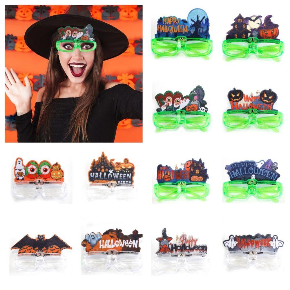 Pumpkin Halloween Luminous Glasses LED Fluorescent Glasses Funny Party Glowing Glass Toy