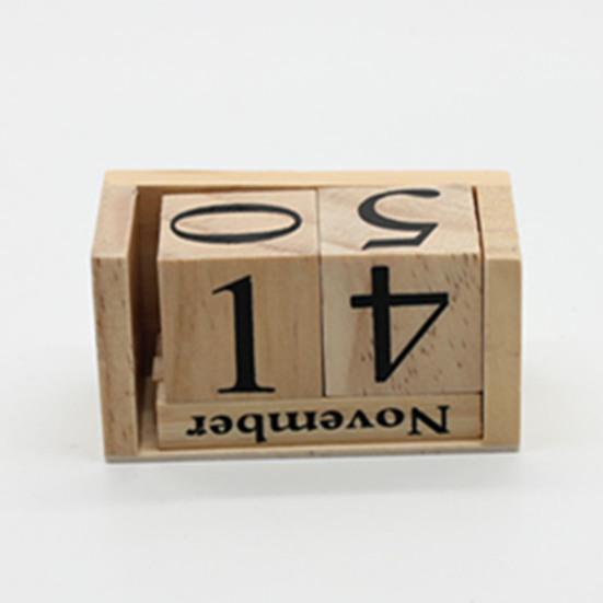 Деревянные блоки настольный календарь месяц дата дисплей многоразовый фермерский деревенский цельный деревянный вечный календарь домашний офис настольное украшение