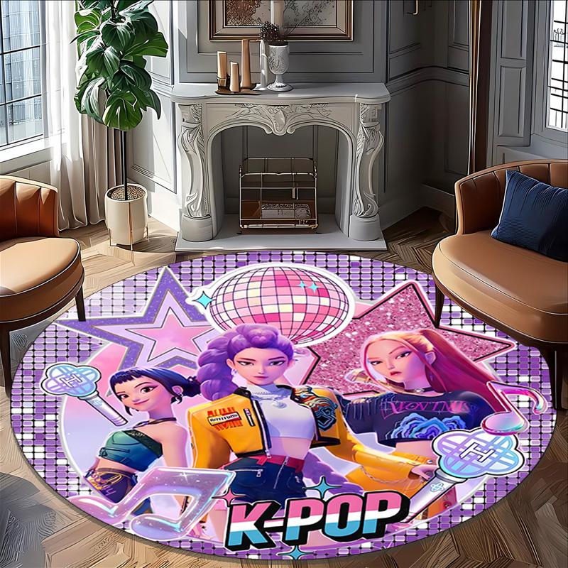 1 шт. Ковер Kpop Team2, Круглый ковер, Удобный, Подходит для прихожих, Гостиных, Офиса и Спален, Рождественское украшение