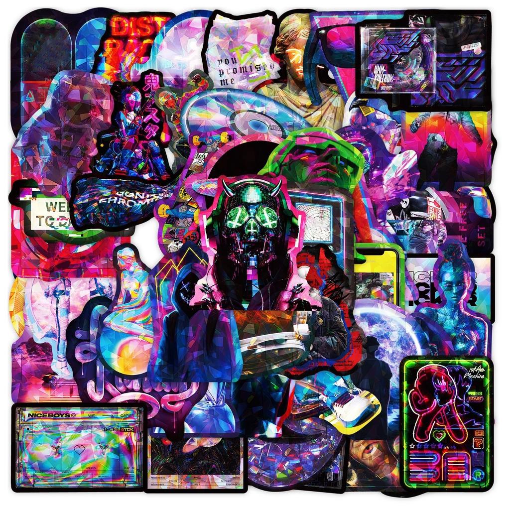 Крутые наклейки 50 шт. Наклейки Набор наклеек для скейтборда Неоновые наклейки для взрослых Наклейки для подростков Элегантные наклейки Наклейки Vaporwave Водонепроницаемые наклейки