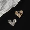 Shiny Heart Brooch Korean Style Hollow Heart Breastpin Lapel Rhinestone Pin  Clothing Accessories