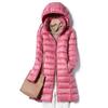 Winter Women Slim Down Coats Remove Hooded Parka Solid Color Female Long Light Thin Outerwear Lady Fashion Warm Puffer Jackets
