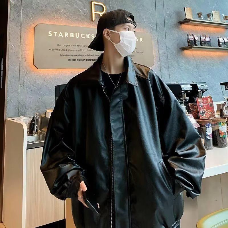 Men's Trendy Brown PU Leather Jacket for Autumn/Winter