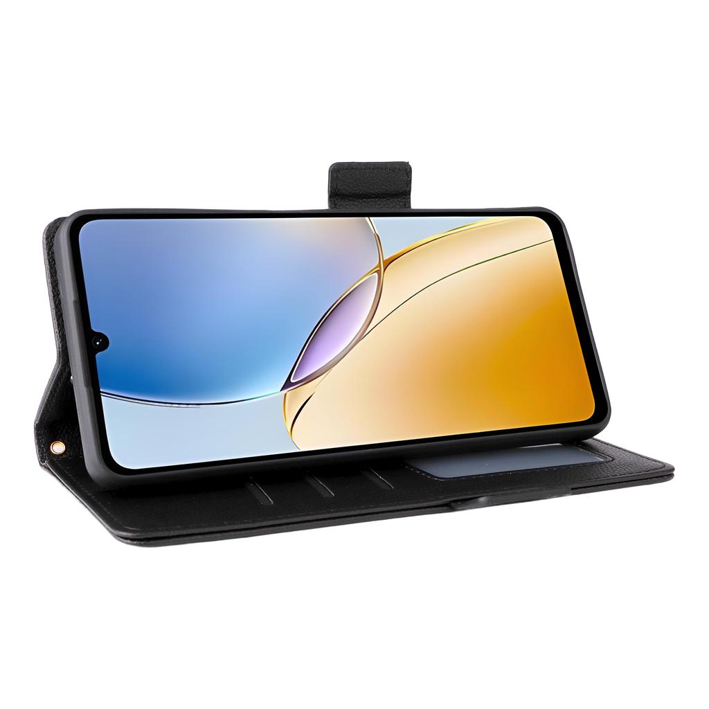 Чехол для ZTE Blade A56 с ремешком на запястье, текстура личи, ПУ кожа, кошелек, чехол для телефона