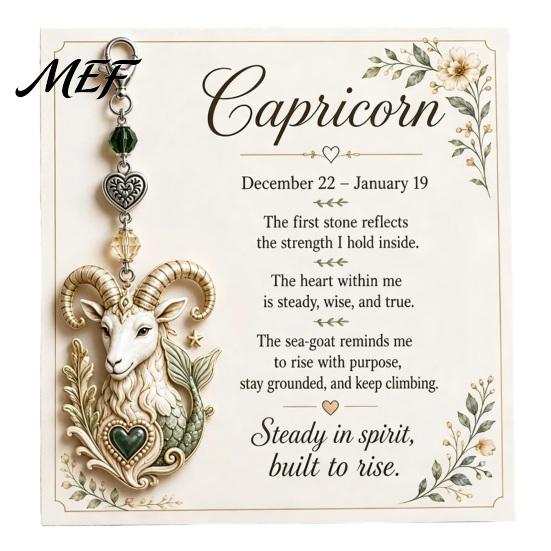 12 Star Sign Keychain Zodiac with Keepsake Card, Inspirational Pendant, Backpack Handbag Purse Charm, Gift for Men Women Pendant