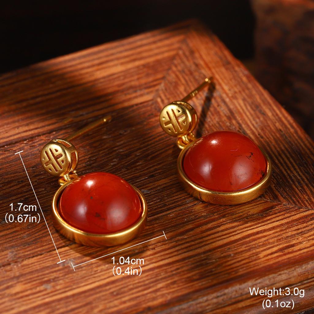 Antique new Chinese style flower fringed pearl earrings Hanfu accessories earrings imitation Hetian jade green agate temperament ear hook