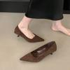 French Pointed Kitten and Black High Heels Women's 2025 New Spring and Autumn Fine Heel Suede Light Mouth Commuter Shoes