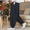 Extra Large 300 Jin Chinese Style Cotton-Linen Loose Nine-Point Casual Pants for Plus Size Men