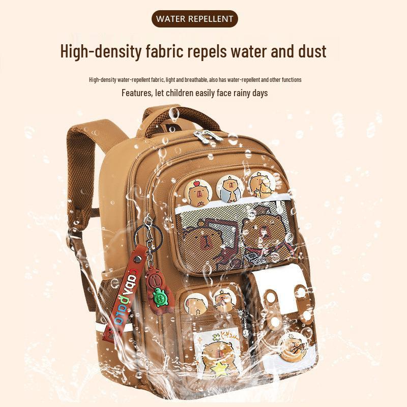 Рюкзак школьный большой вместимости с поддержкой спины для мальчиков 3-6 лет, дизайн капибары, первый класс