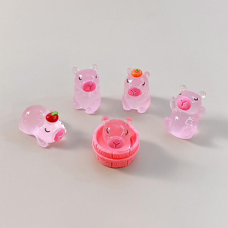 2 шт. Мини светящиеся в темноте милые капибары смоляные украшения микро животное брелок кулон DIY изготовление ювелирных изделий ландшафтный домашний декор