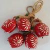 Red Hand Painted Festive Decor Cow Bells Set of 10 with Jute Ropes