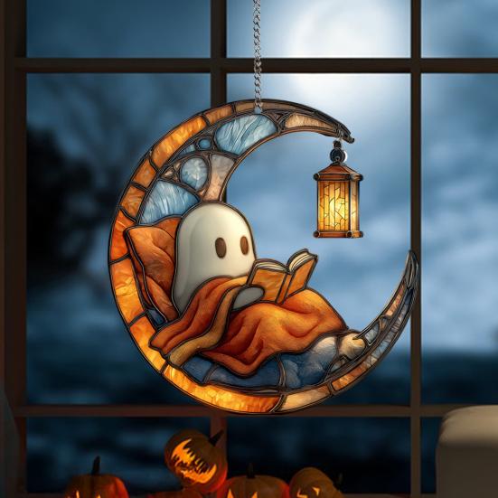 Ghost Hanging Decoration Acrylic Ghost Series Sun Catcher Cartoon Ghost Halloween Decoration for Windows Porch Walls