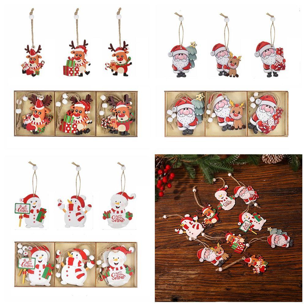 9 шт./компл. Деревянная поделка Рождественская деревянная подвеска Рождественская елка ломтики украшение Рождественская елка