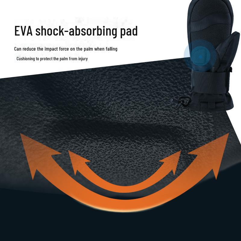 New 24/25 Ski Gloves: Built-in Wrist Guard, Thickened, Warm, Windproof, Waterproof, Wear-Resistant, Five-Finger Design