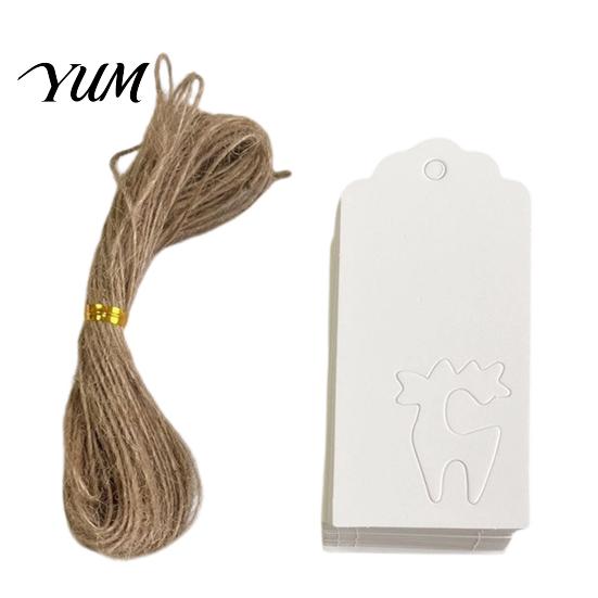 Blank Tags for Writing 100Pcs Paper Thank You with String, Rectangular Gift Tags, Pre-Punched Decorative Labels Wedding Favors Hole Hanging Party and