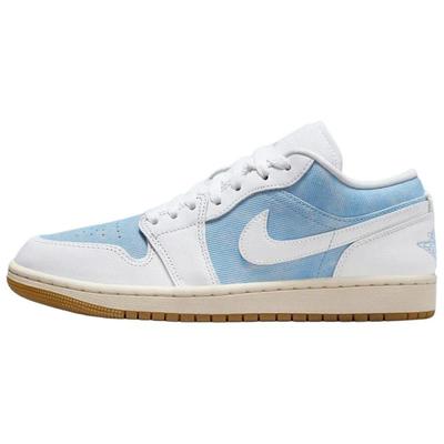 Air Jordan 1 Нескользящие Износостойкие Низкие Винтажные Баскетбольные Кроссовки Женские Синие Белые Jordan HQ2004-400