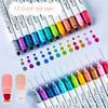 6Pcs/Set Light Color Dot Highlighter Pen Set Dual Tip Fine Liner & Dots Spot Marker for Drawing Painting Office School Supplies
