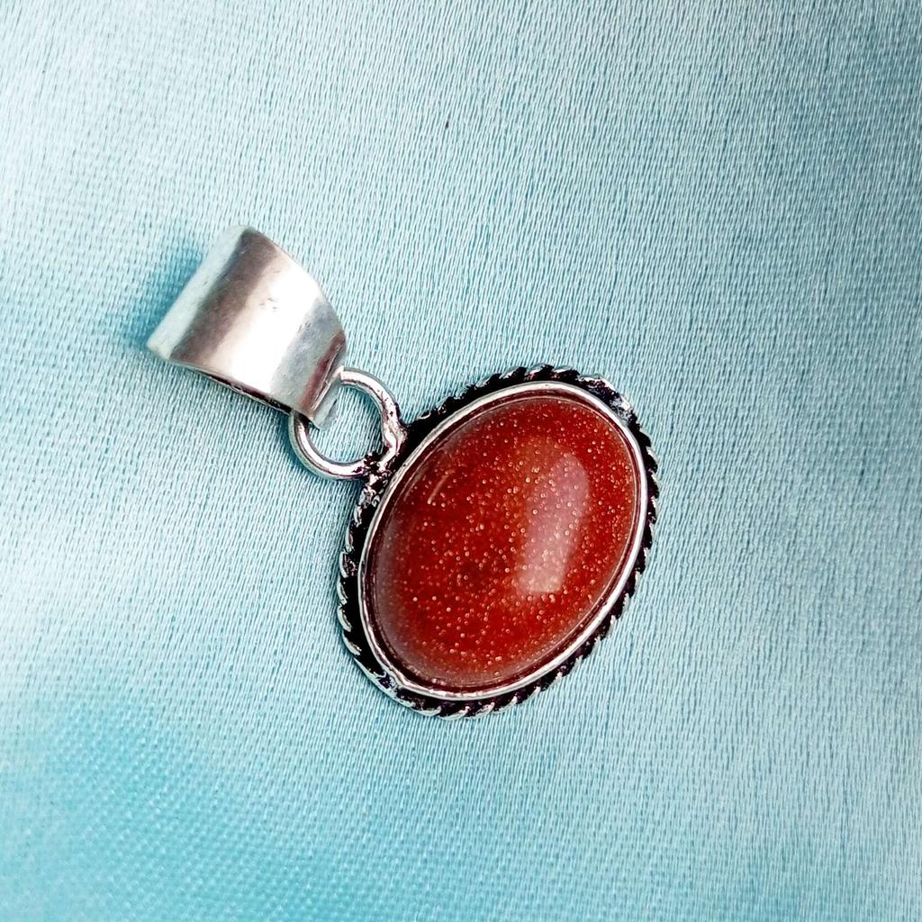 Sunstone Gemstone 925 Sterling Silver Plated Oval Pendant Jewelry NST-J2H28420