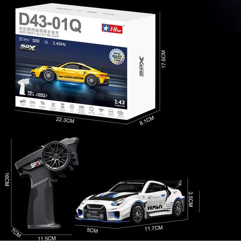 Новый продукт 1:43rc 4wd Дрифт-машина из сплава с гироскопом, игрушка на радиоуправлении из сплава, подарок для детей, мальчиков, рождественские, хэллоуинские подарки