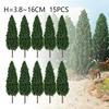 Пластиковые зеленые модели деревьев для строительства и игрушечного поезда, набор из 15 штук