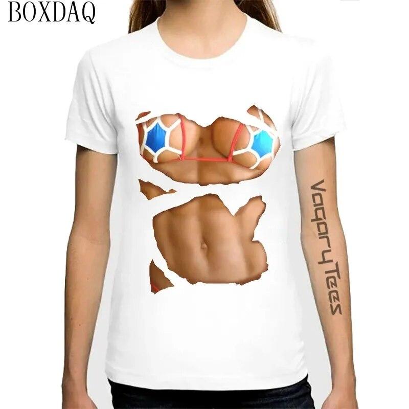 Женские летние крутые футболки, сексуальная перспектива, 3D-сиськи с принтом, женская футболка с короткими рукавами, летние уличные топы с круглым вырезом и узором груди