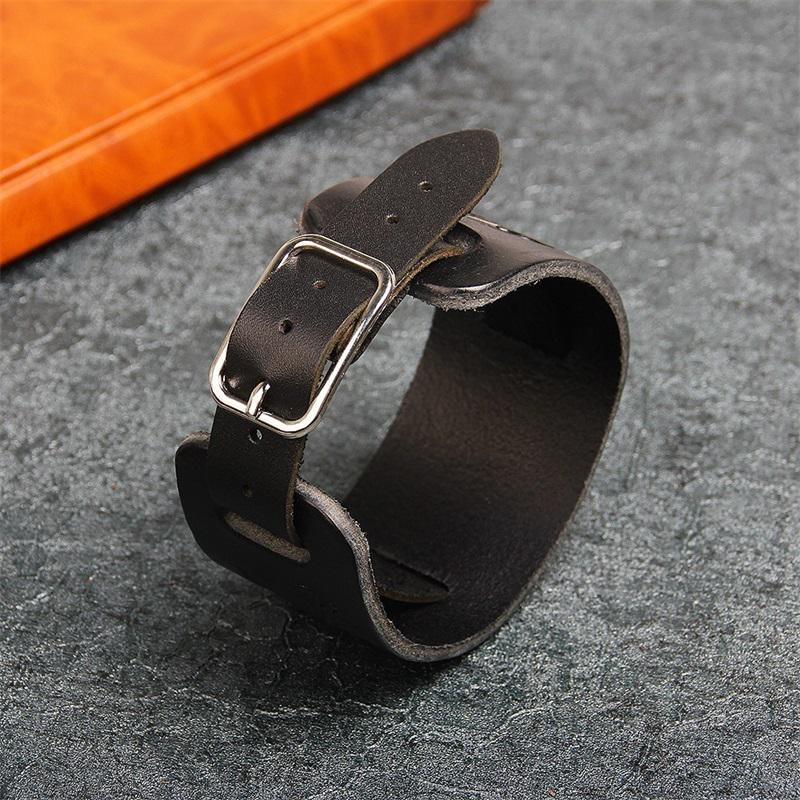 Punk Men Women Wolf Wide Genuine Leather Belt Bracelet Cuff Wristband Bangle