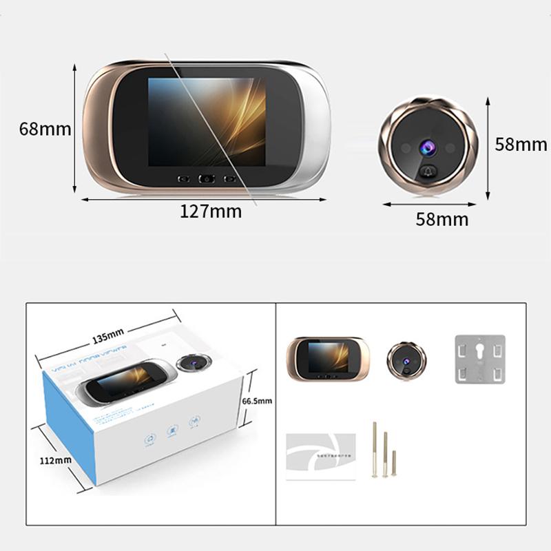 2,8-дюймовый ЖК-цветной экран цифровой дверной звонок 90-градусный дверной глазок электронный дверной глазок камера наблюдения за дверью уличный дверной звонок