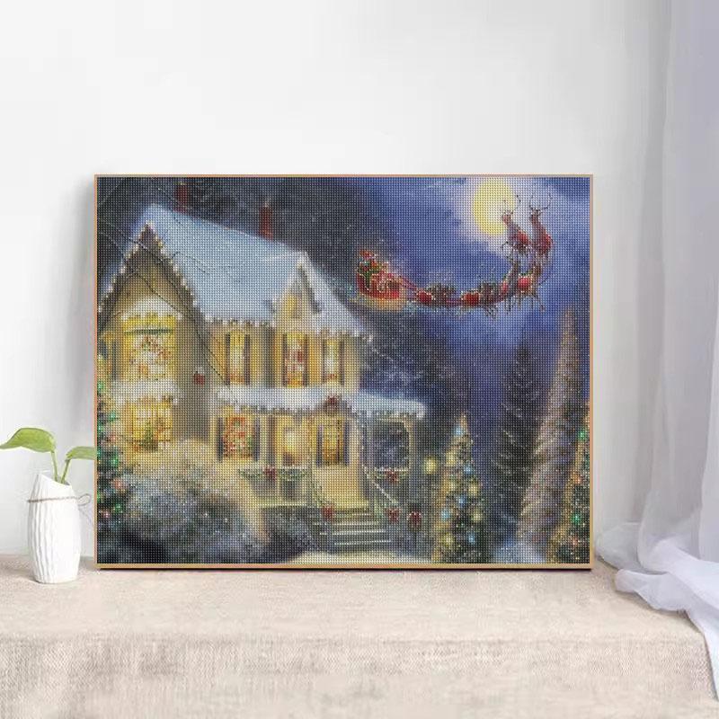 5D DIY Алмазная картина Вышивка Рождественский дом Пейзаж Мозаика Картина Декор из стразов для дома 30x40 см/12x16 дюймов