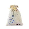 New Flannel Gold Stamping Drawstring Bag Five-pointed Star Moon Christmas Gift Bag Candy Drawstring Bag Colored Stars (Green)