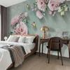 Фотообои Европейский ретро 3d роза цветок бабочка фреска гостиная спальня украшение дома обои