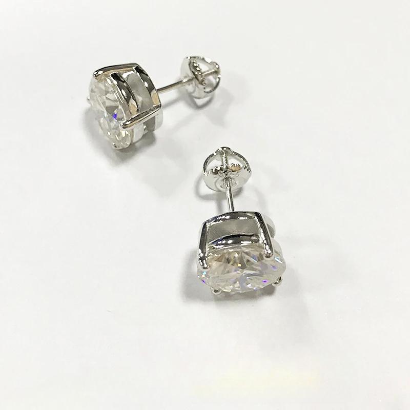 Премиальные серьги-гвоздики с бриллиантами 0,5-2 карата из муассанита для женщин, оригинальные серьги из стерлингового серебра 925 пробы с завинчивающейся оправой и муассанитом