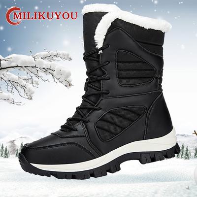 Брендовые зимние женские ботинки, высококачественные теплые хлопковые ботинки, водонепроницаемые зимние ботинки до середины голени, женские утолщенные плюшевые походные ботинки для женщин