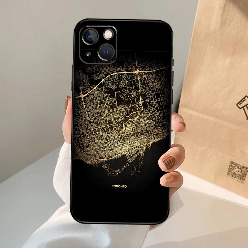 Paris London Amsterdam City Maps Case For iPhone 16 15 14 13 12 11 Pro Max XS XR X Plus 12 13 Mini Bumper Back Cover
