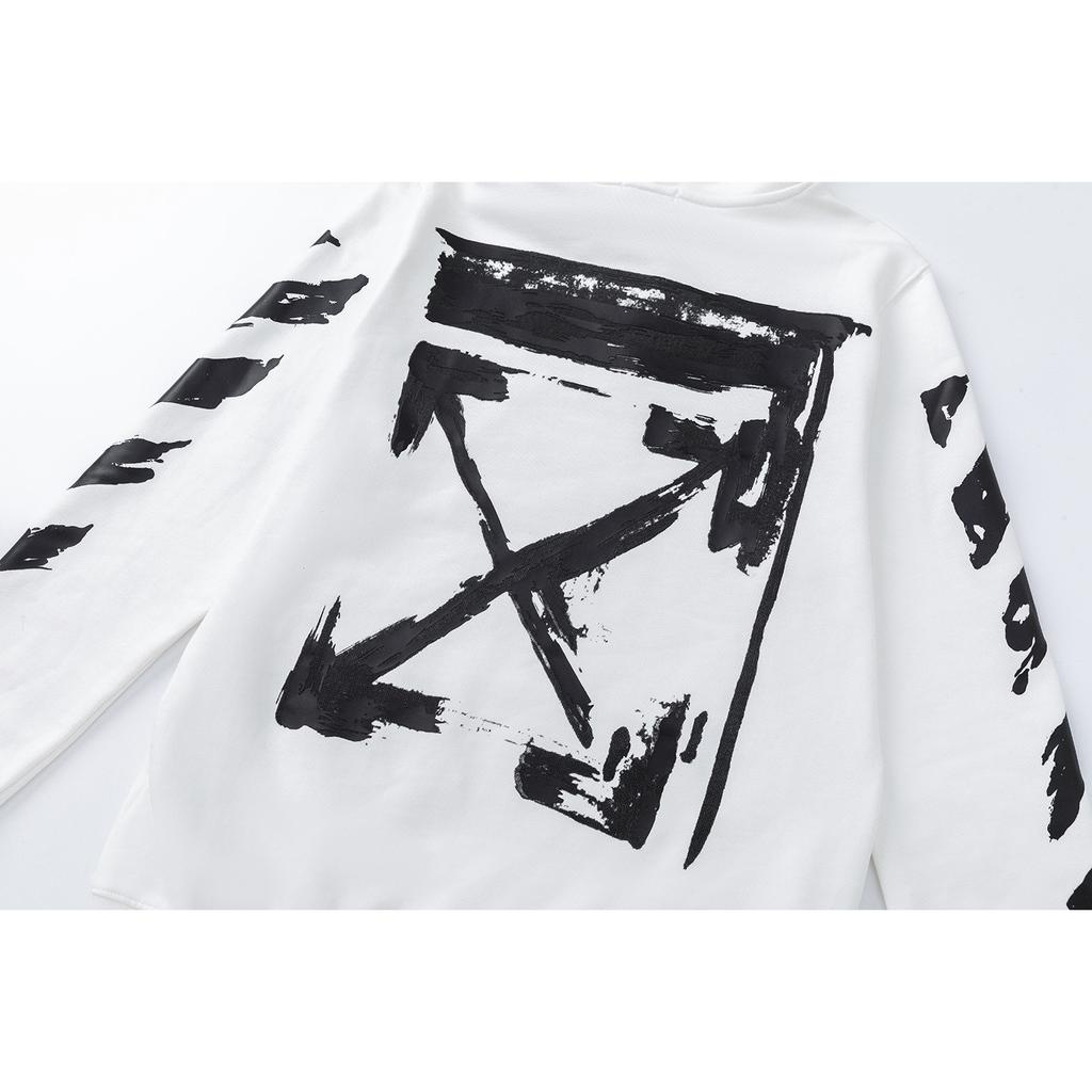 Off-White 2026 Autumn and Winter New Graffiti Arrow Pattern Printed Hooded Sweatshirt for Men and Women