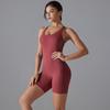 Auroth Back Cross Yoga Bodysuit Women Shorts One Piece Fitness Romper Outdoor Running Sports Jumpsuit
