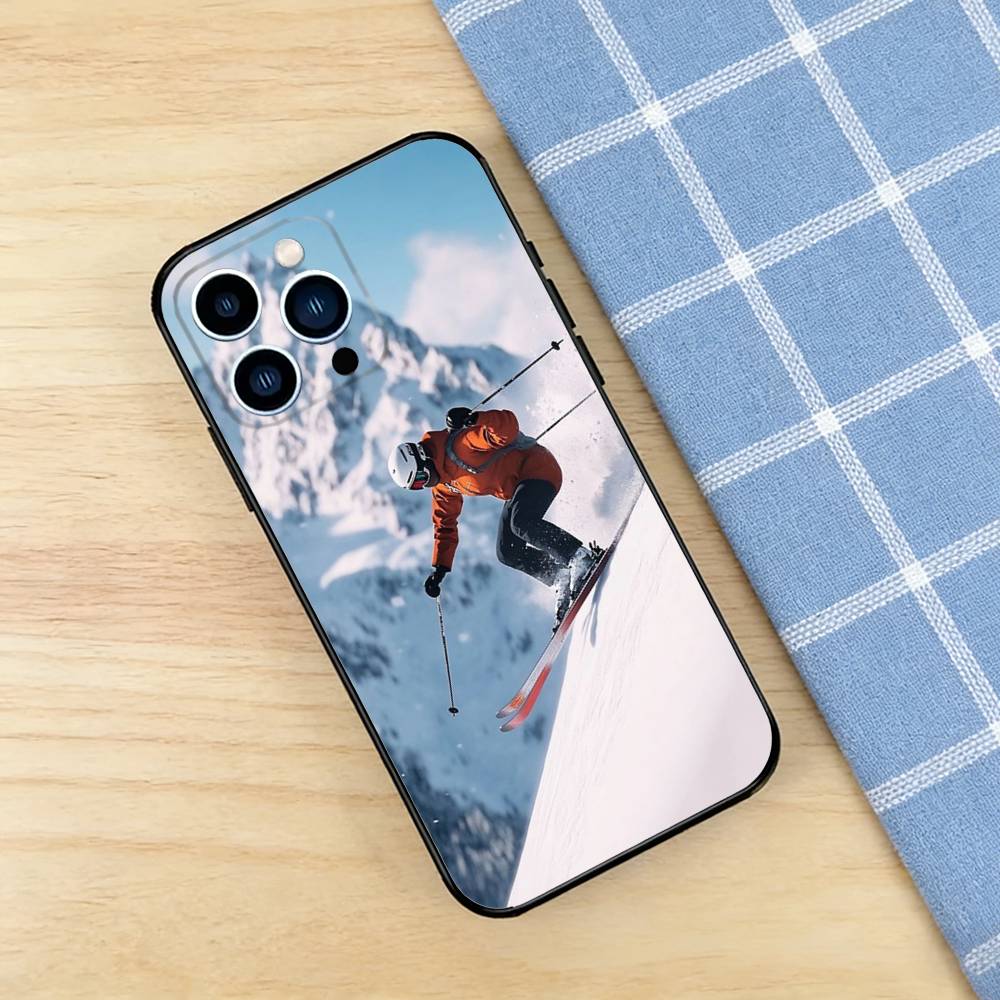 Чехол-постер для iPhone 17 16 Pro Plus Air 15 14 Max Mini E 12 11 с изображением катания на лыжах, мягкая ударопрочная крышка