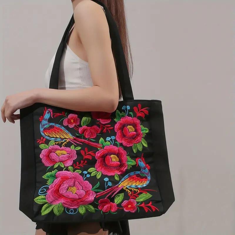 Embroidered Canvas Bag Ethnic Phoenix Embroidered Women's Shoulder Bag Casual Handbag