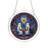 Acrylic Hanging Suncatcher Halloween Puzzle Ornament, Stained Glass Style Window Hangings, Wall Ghost Art Pendant with Metal Chain for Gothic