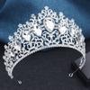 Baroque 9 Colors Green AB Crystal Big Tiaras for Women Girls Party Wedding Crown Bridal Elegant Hair Jewelry Pageant
