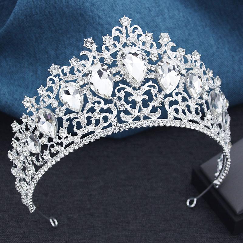 Big Crystal Bridal Crown Vintage Baroque Rhinestone Tiara Bride Headdress Wedding Party Diadem Jewelry Hair Accessories