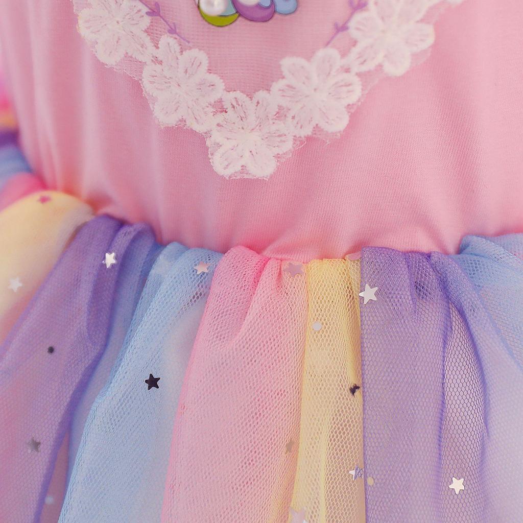 2024 New Spring Autumn Toddler Daily Girls Dresses Long Sleeve Sequin Unicorn Princess Costume Tutu Party Xmas Gift 3-10 Years