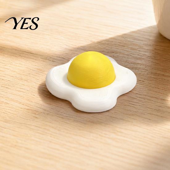 Squeeze Rebound Ball Poached Egg Shape Ornament, Press-Type Feel Toy, Stress Relief Ornament Mini Portable Decompression Gadget Desktop Decoration Toy