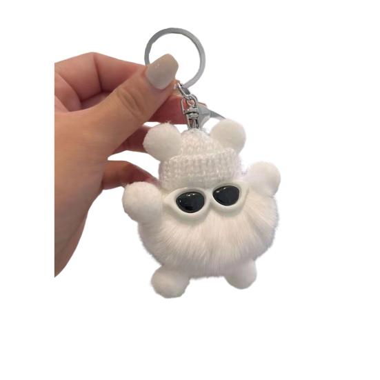 Брелок Мультяшная Кукла в Шляпе Очки Декор Шарм Имитация Кроличьего Меха Брелок для Ключей Ключи Рюкзаки Автомобили Аксессуары