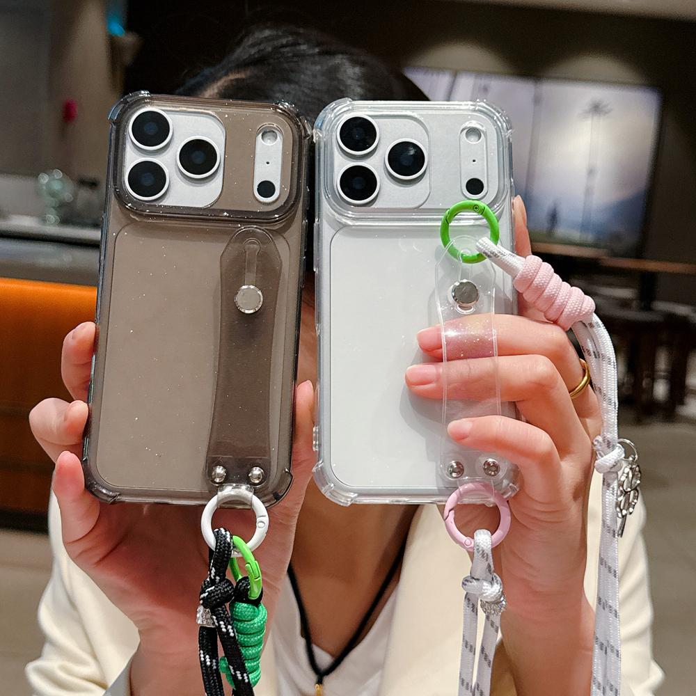 KEYSION Прозрачный чехол для телефона с ремешком-браслетом через плечо для iPhone 13 14 15 16 17 Pro Max Air 16 Plus, длинный шнурок, противоударный чехол